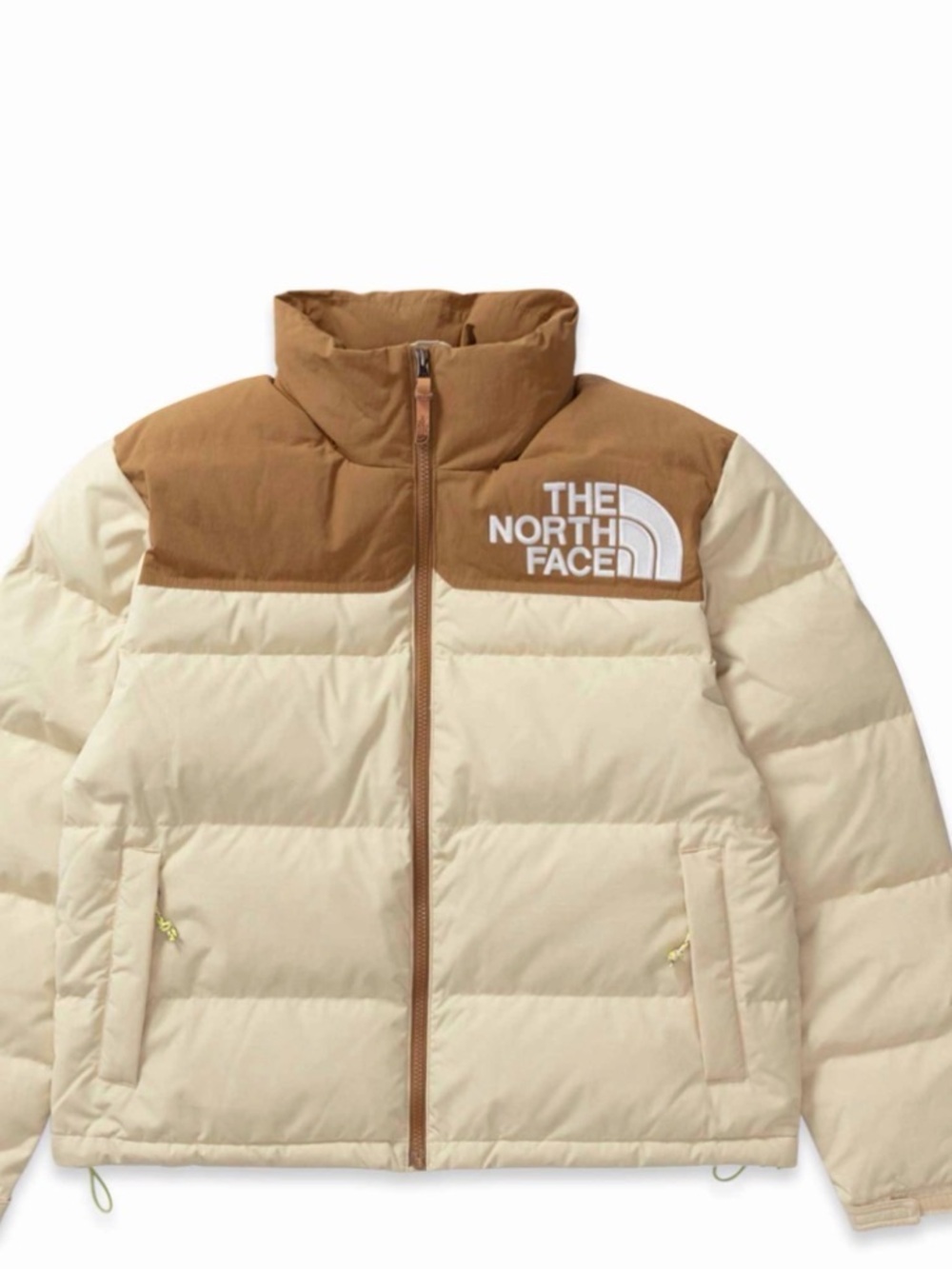 The North Face 92 Low-Fi Hi-Tek Nuptse down puffer jacket in beige and utility b - Picture 4 of 12